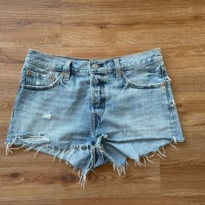 Levi’s denim high rise cutoff shorts 501 light wash
